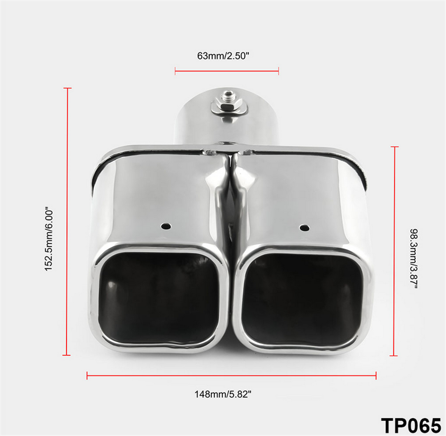 2.4"Stainless Steel 1to2 Twin Double Dual Straight Pipe Exhaust pipe Muffler tip
