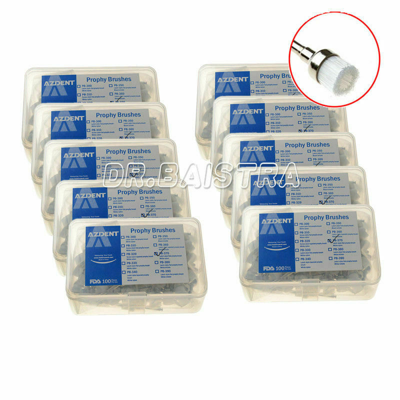 10 X AZDENT Dental Prophy Polishing Brush Bowl Shape Brushes White Nylon PB-370