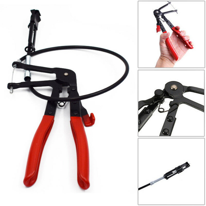 Flexible Wire Long Reach Hose Clamp Plier Fuel Oil Water Pipe Repair Tool Steel