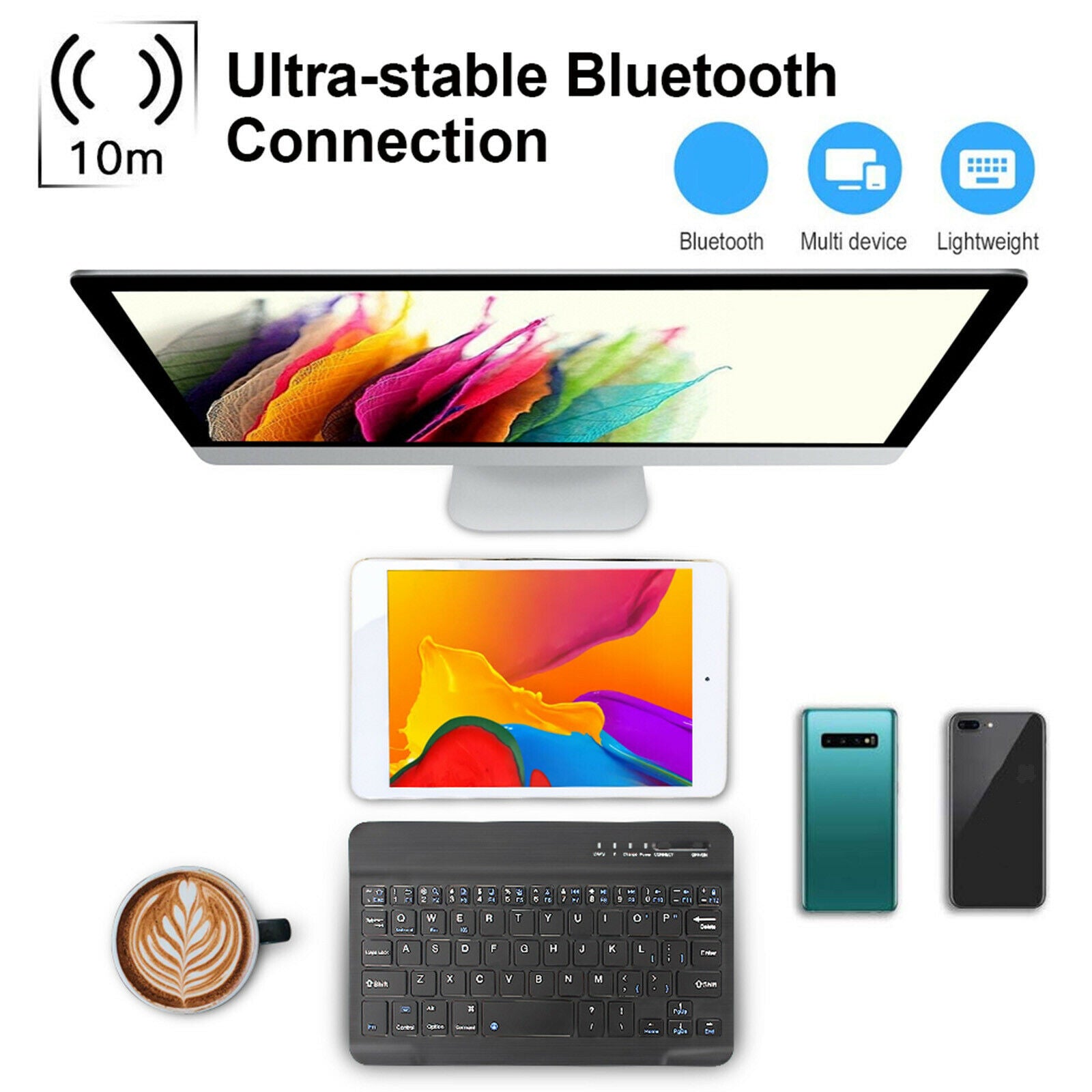Ultra Thin Compact Bluetooth   Keyboard Mouse Comb Rechargeable for PC