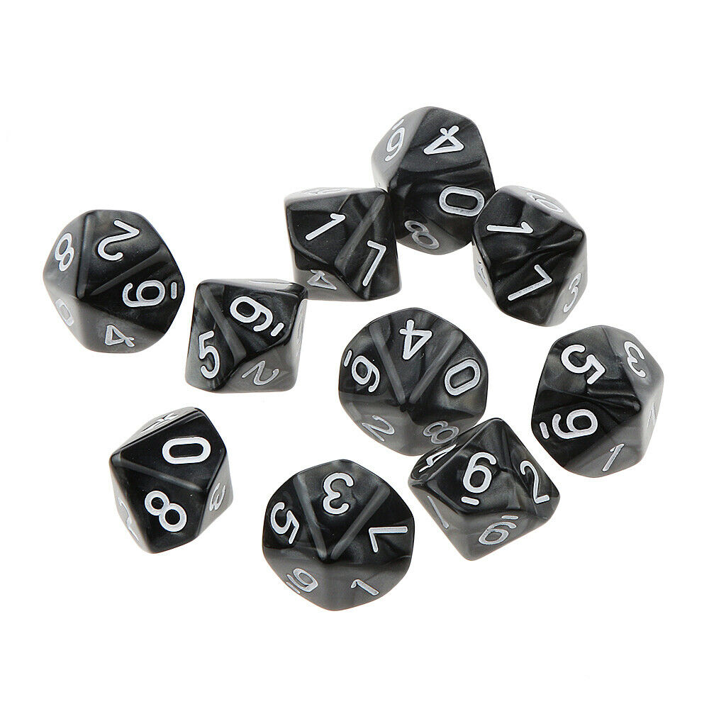 10pc Ten Sided Dice D10 Playing   D&D TRPG Board Game Black