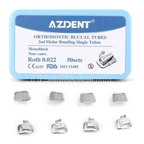 200pcs Dental Orthodontic Buccal Tube Bondable Non-Conv 2nd Molar Roth.022 FDA