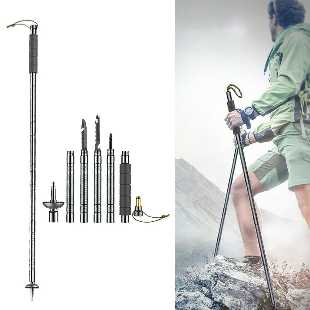 Adjustable Trekking Poles Camping Hiking Sticks Alpenstock Survival Tool