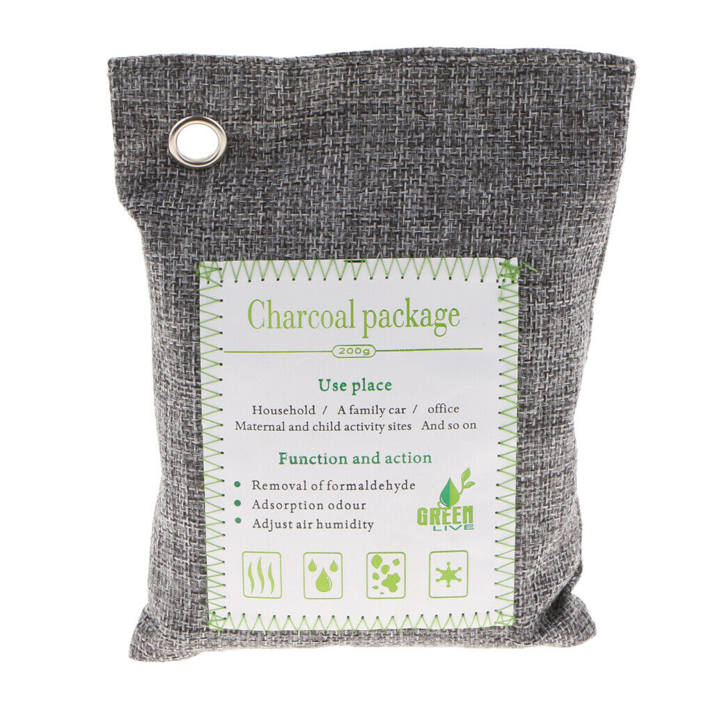 2 Pack Bamboo Odor Eliminator Bags 500g, Natural Bamboo Charcoal Air Purifying