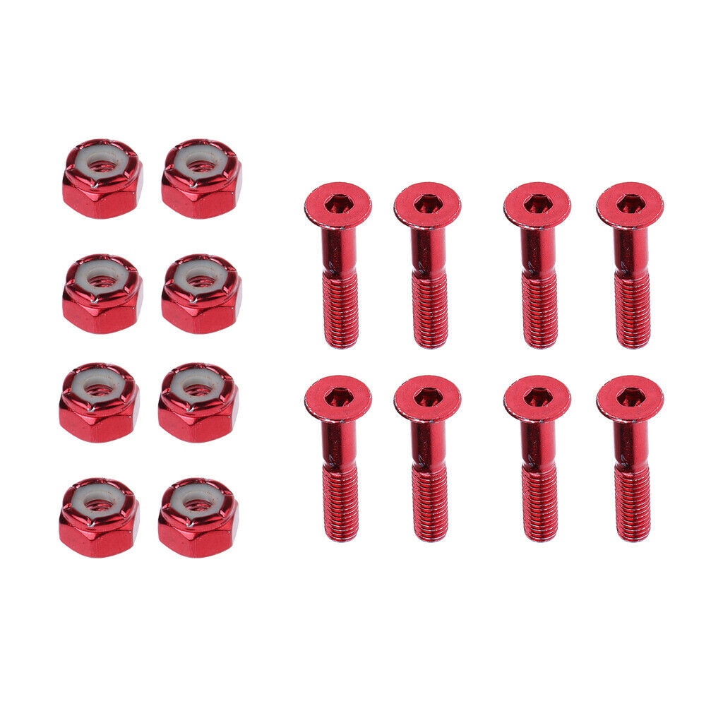 2X 8pcs Replacement Skateboard Truck Hardware Set Longboard Screws Bolts Red