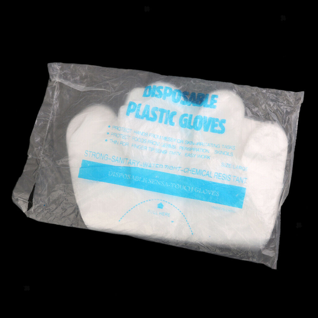 100 Pieces Clear Plastic Large Disposable Gloves for Cooking, Cleaning, Kitchen