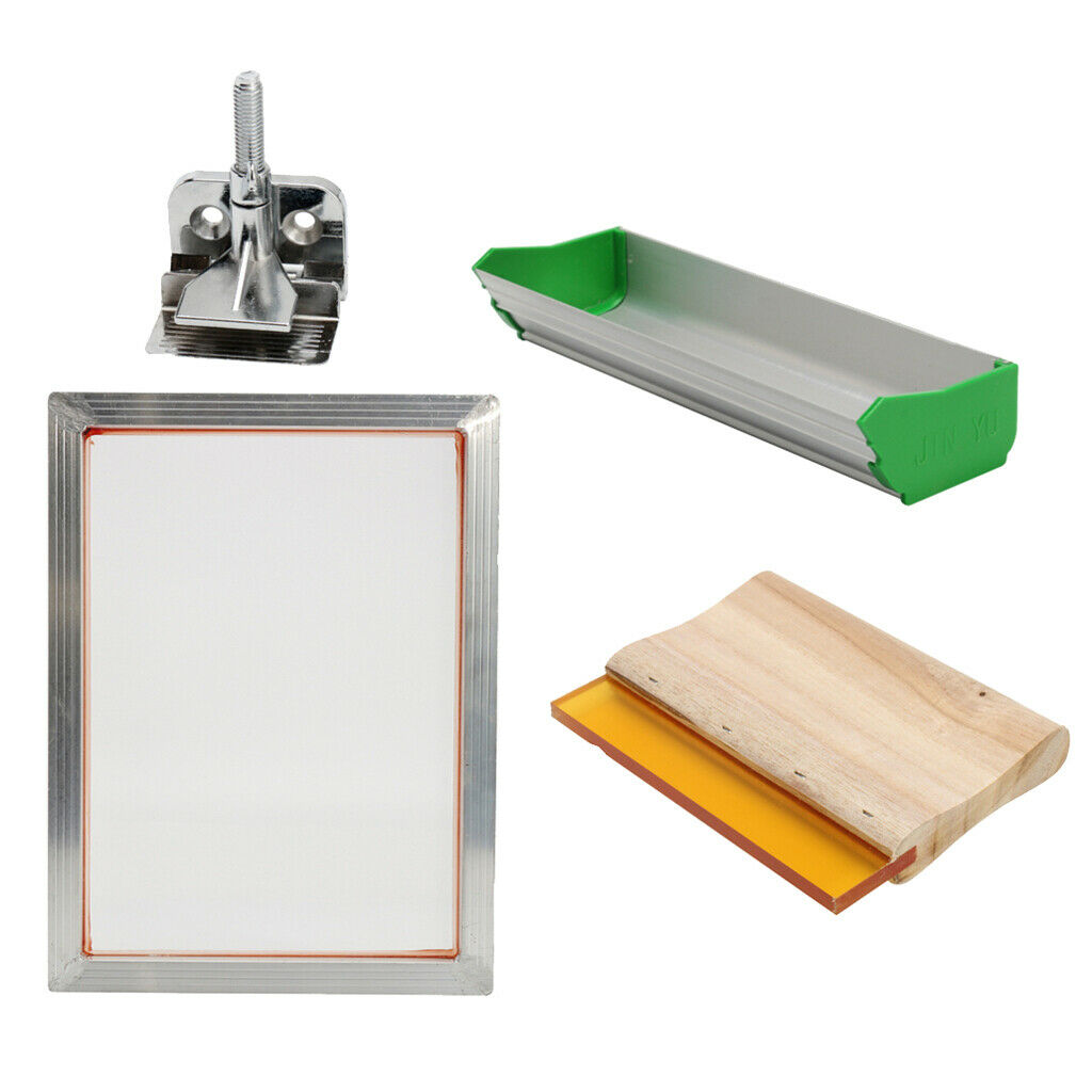 Screen Printing Kit(5pcs/set) Aluminum Frame + Hinge Clamp + Emulsion Scoop
