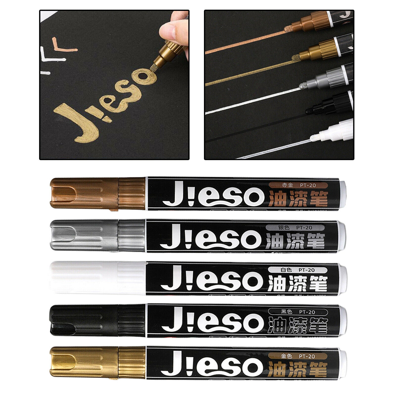 5Pcs Waterproof Metallic Marker Pens Paint for DIY Metal Wood Glass Painting