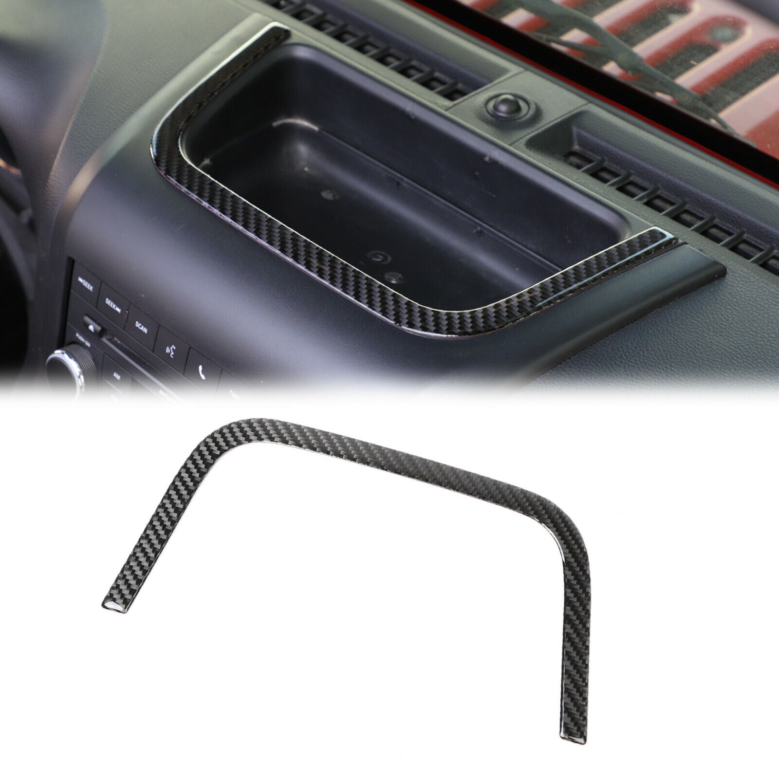 Carbon Fiber Center Control Storage Box Trim For Wrangler JK 2011-2017 A3 CBN CN