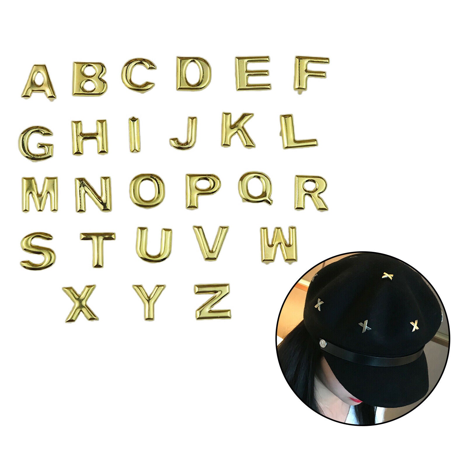 26Pcs DIY English Letter Metal Rivets Claw Studs Nailhead for Bags Clothes Hats