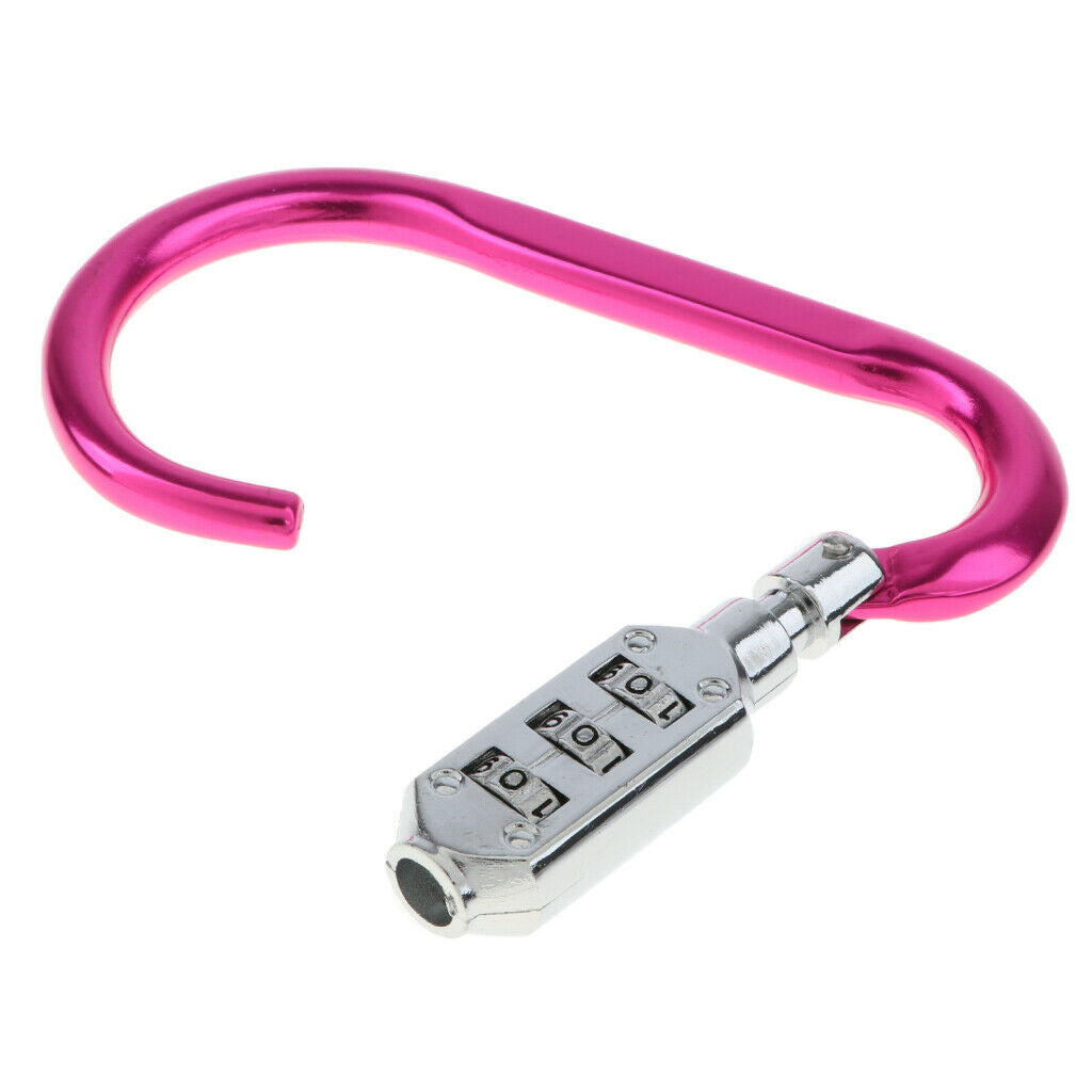 Carabiner Hook Buckle Clip Keychain with 3 Digits Combination Lock Big Rose