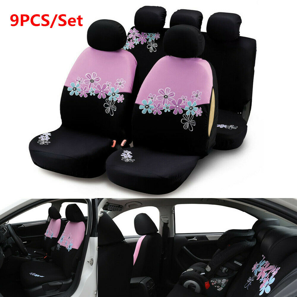9 PCS Full Set SUV Car Seat Cover Cushion Sleeves Front & Back Printing Washable