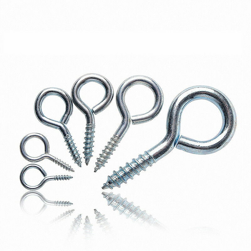 30Pcs 0# 1# 2# 3# 4# 5# Vine Eyes Eye Pins Hooks Eyelets Screws Kit- Zinc Plated