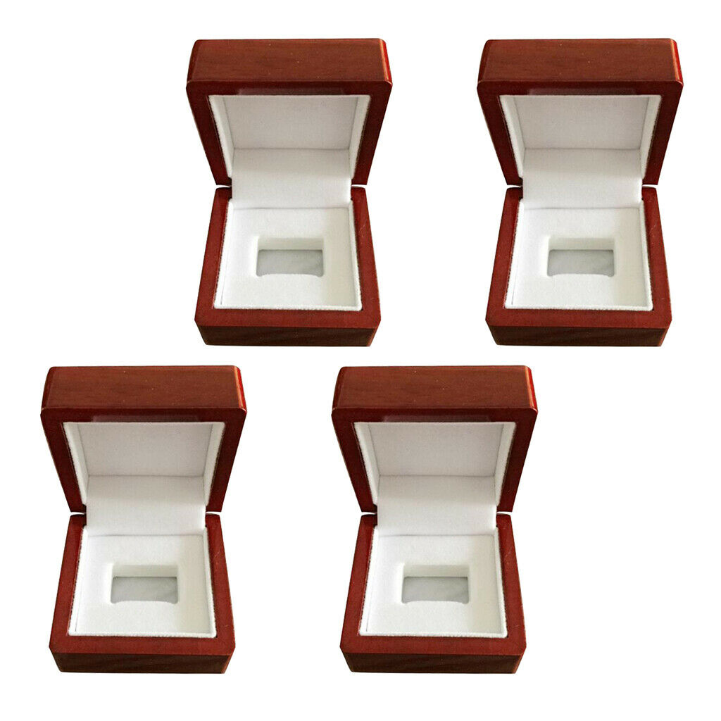 4Pcs Sports Fan Athlete Championship Rings Trophy Collection Display Wooden Box