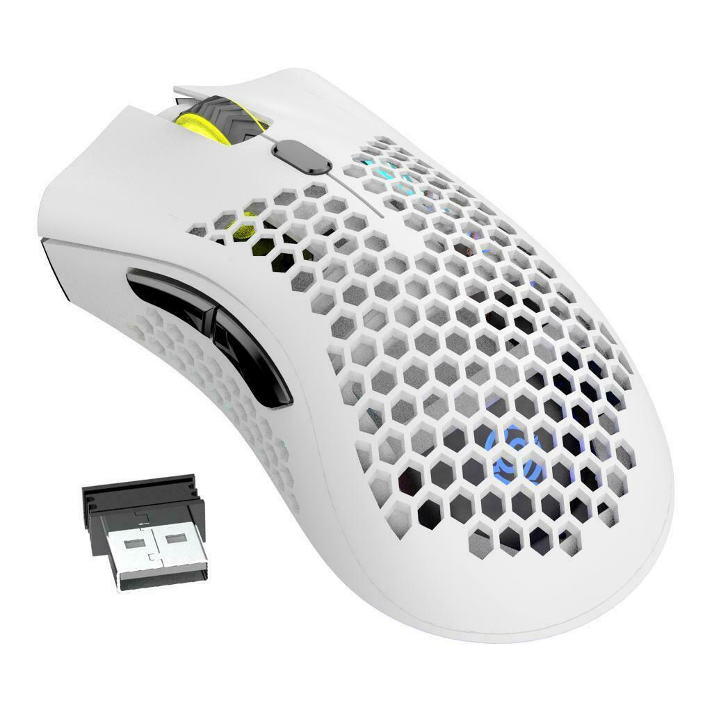 2.4G Wireless Gaming Mouse RGB Honeycomb Mouse Mice for Gamer Office White
