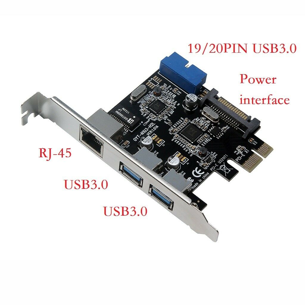 USB3.0 Ethernet Adapter 3 HUB port PCI-E to RJ45 of Gigabit LAN 10/100/1000 Mbps