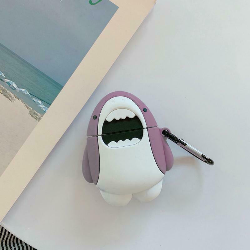 Silicone Protective Case Shark Cover Protector with Carabiner for Airpods 1/2