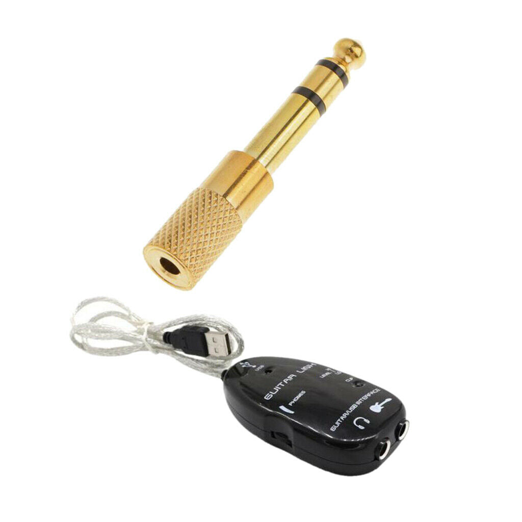 Guitar USB Interface Cable Connector with 6.5mm Male to 3.5mm Female Stereo