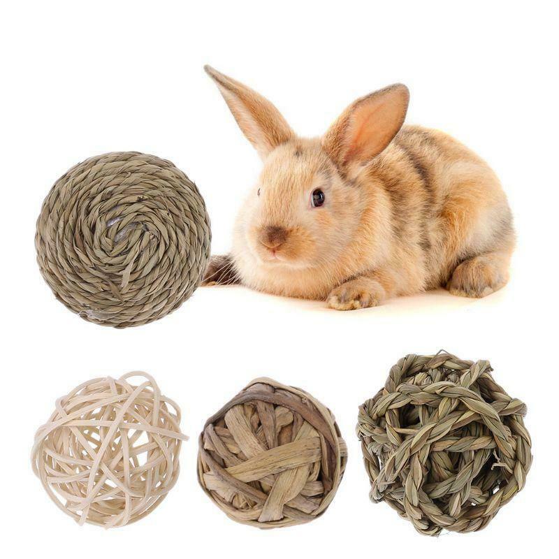 4Pcs Pet Small Animal Play Chew Natural Ball Toys for Rabbits Guinea Pig Gerbils