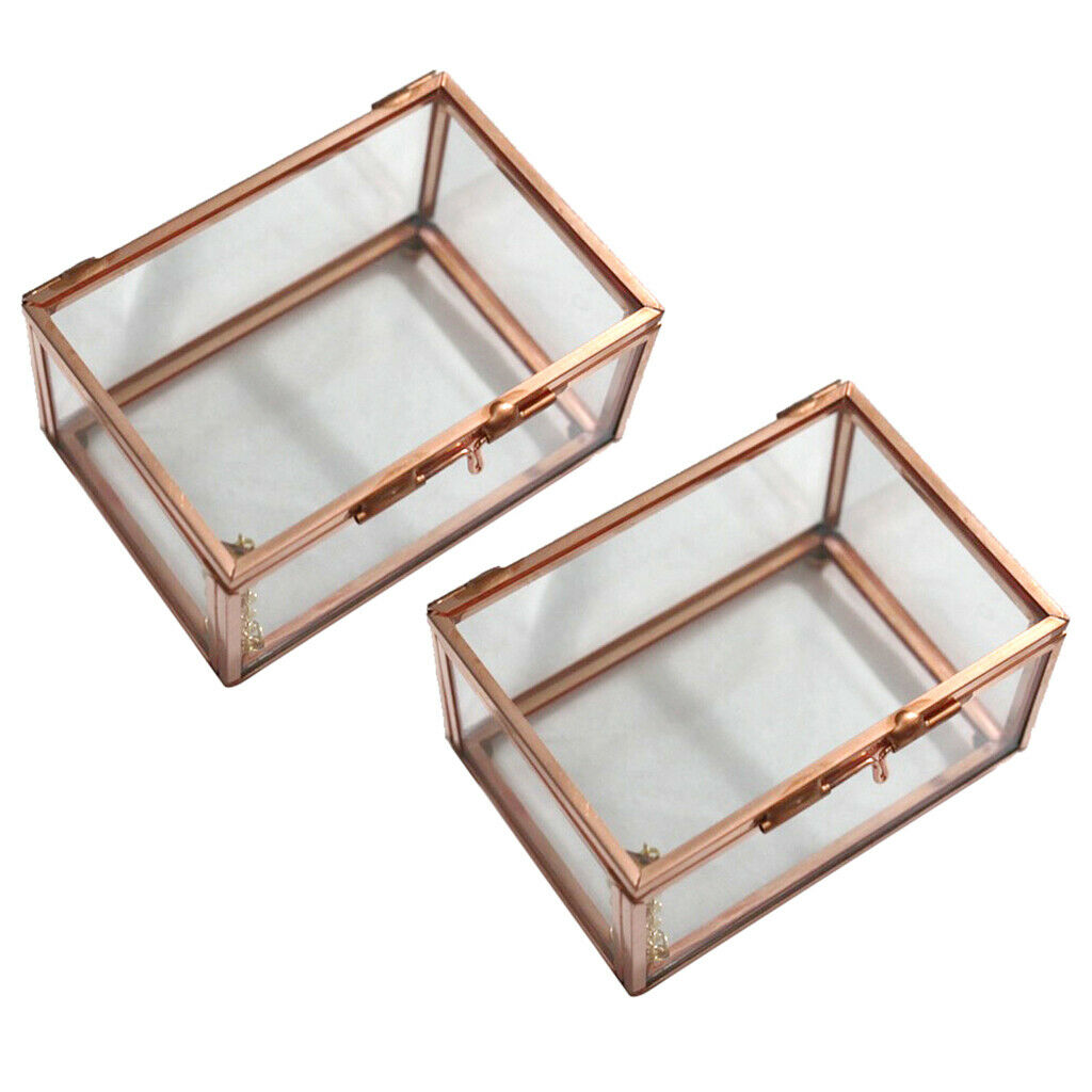 2Pcs Modern Desktop Rectangle Glass Geometric Terrarium Air Plants Container