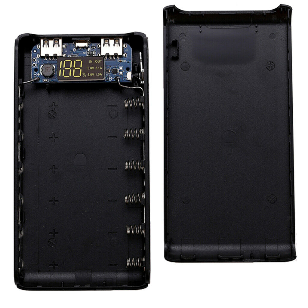 Dual USB  6x 18650 External Backup Battery Charger Box Case
