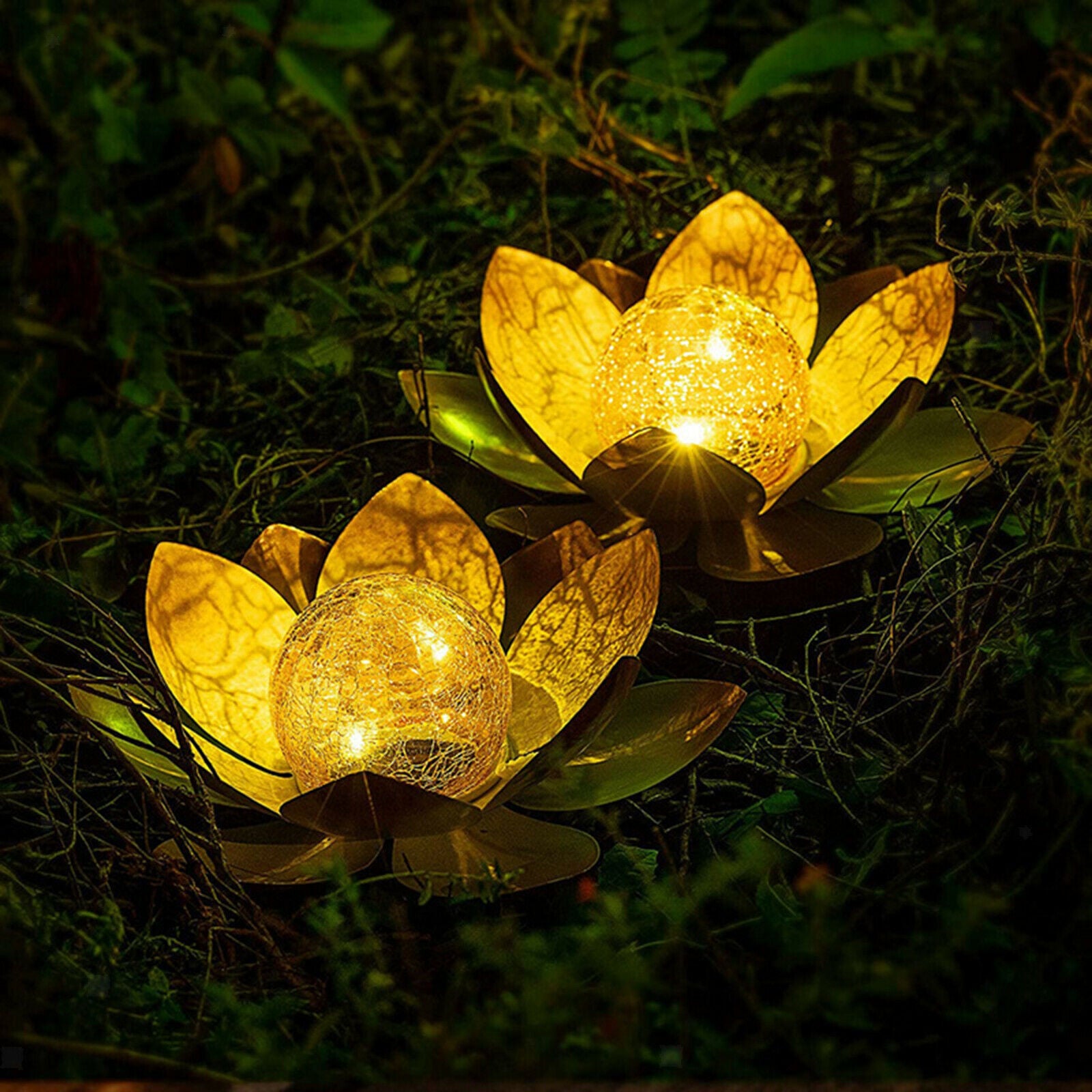 Solar Glass Lotus Solar Courtyard Lamp Outdoor Garden Decoration Light