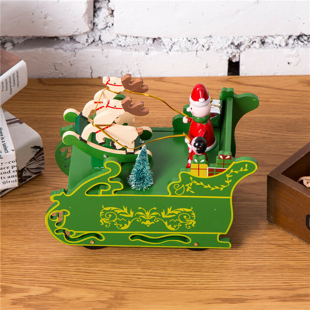Christmas Sata Claus Snowman Sleigh Music Box Clockwork Toys Xmas Gift Decor