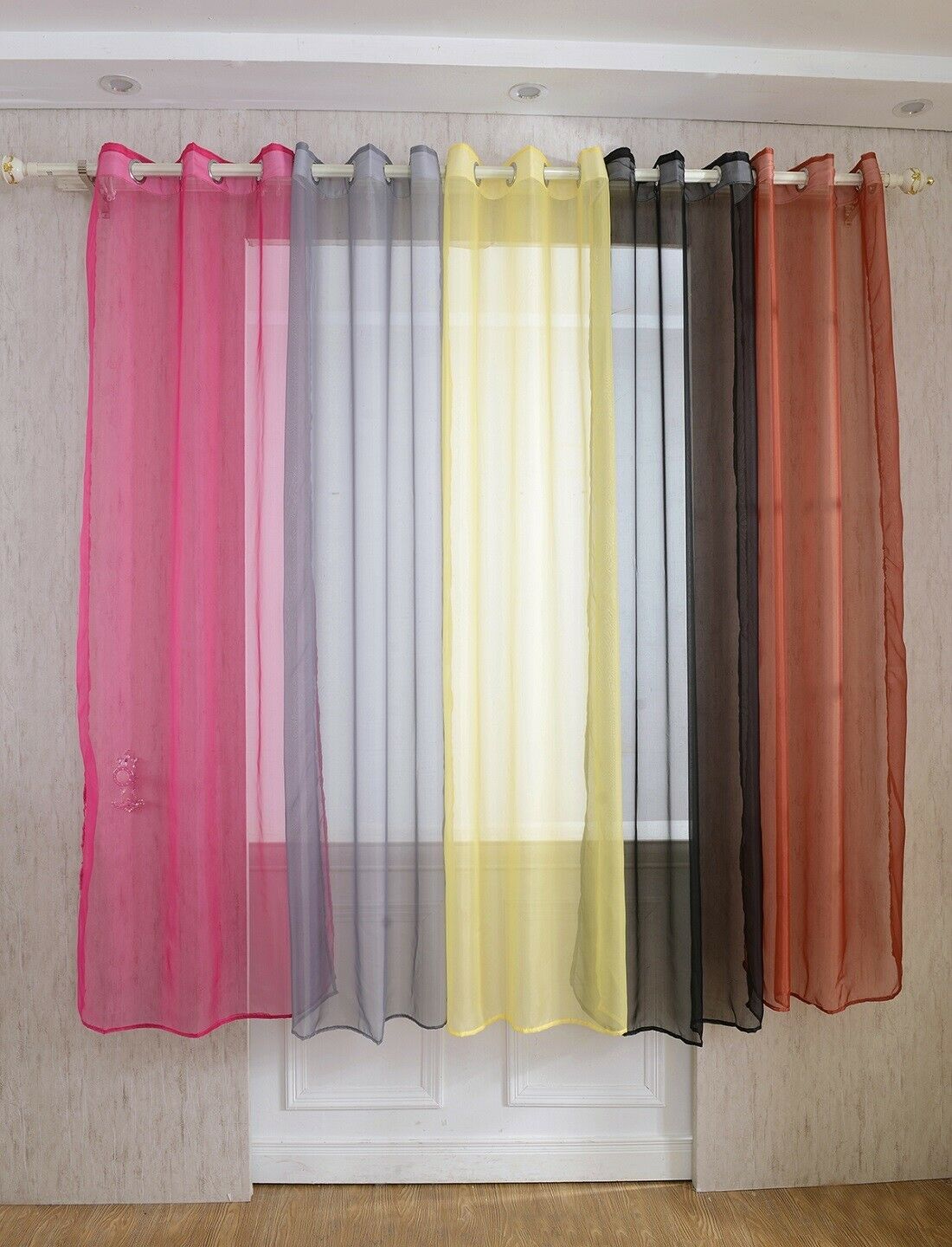 2x 14 Colors Sheer Eyelet Telylene Window Treatment Curtain Drape Valance 1x2.1M