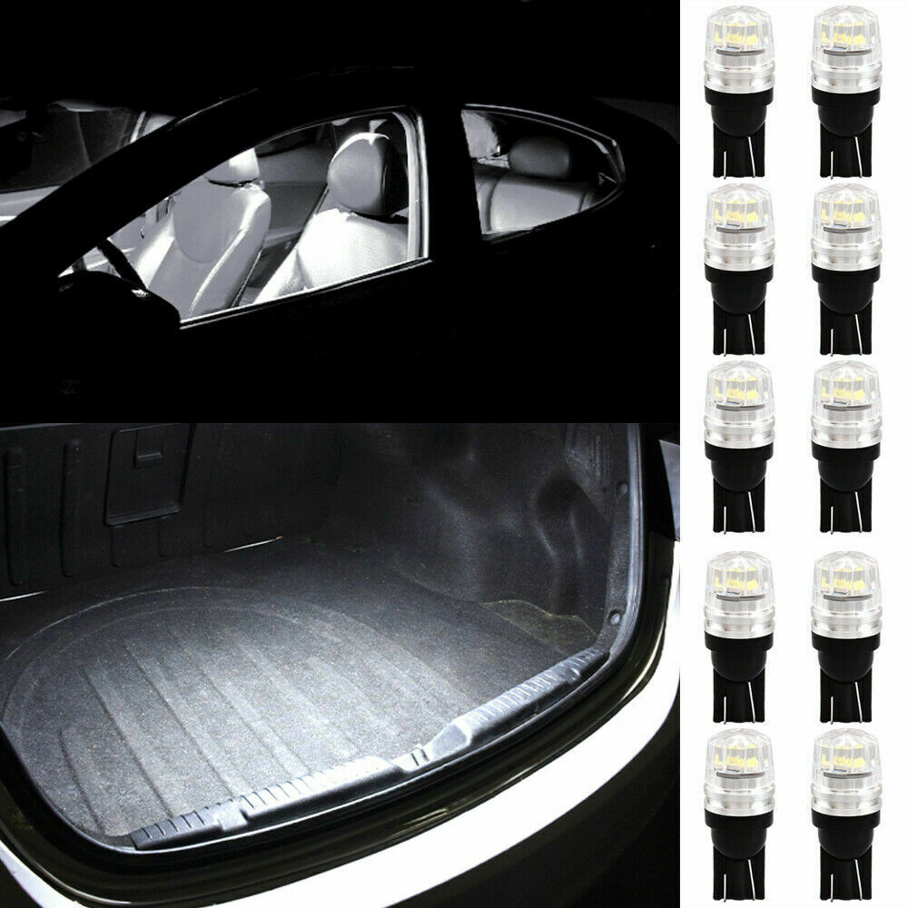 10Pcs T10 194 168 W5W COB LED License Plate Interior Light Bulbs 6000K White