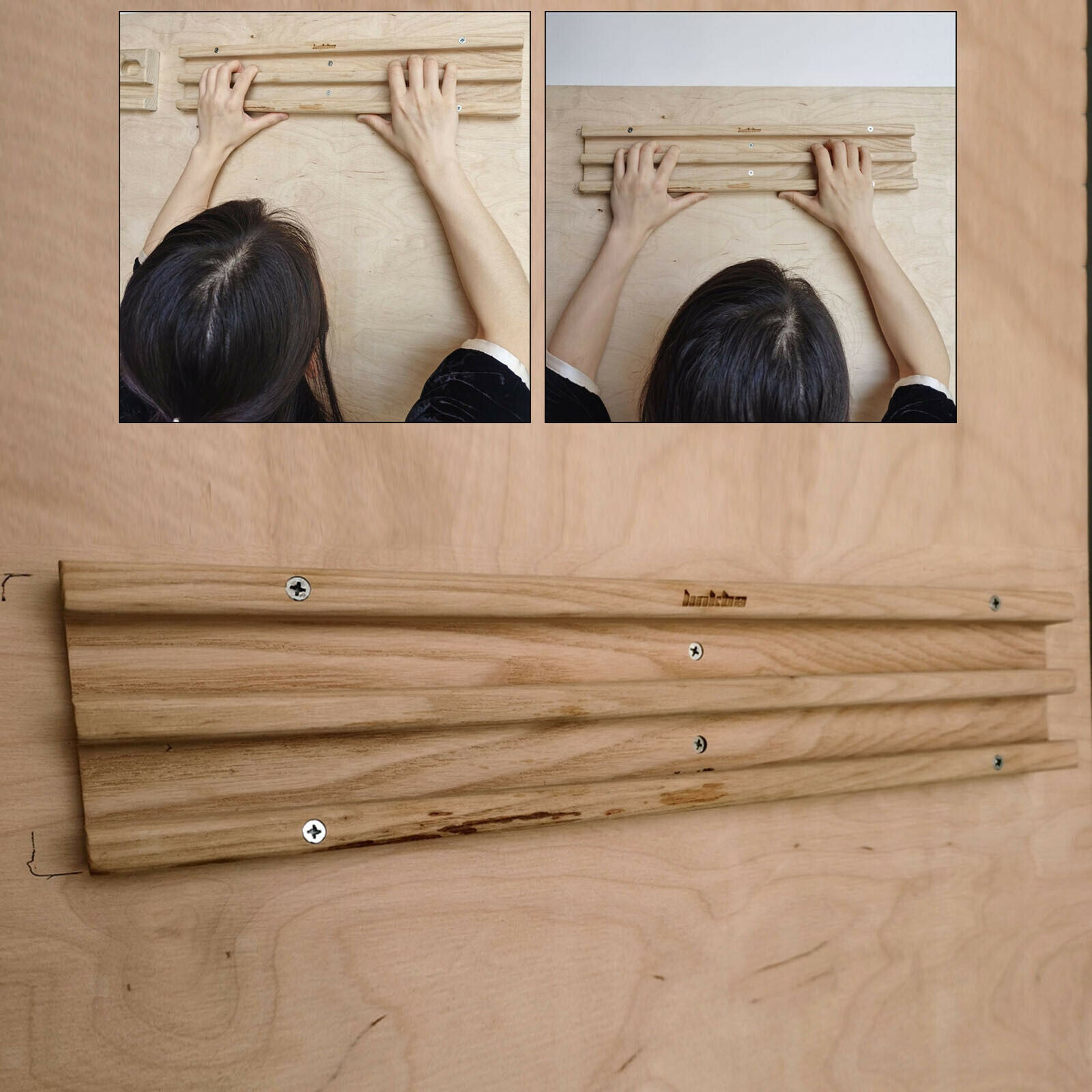 Wooden Climbing Hangboard Grip Trainer Screw-Mounted Hand Pull Up Board