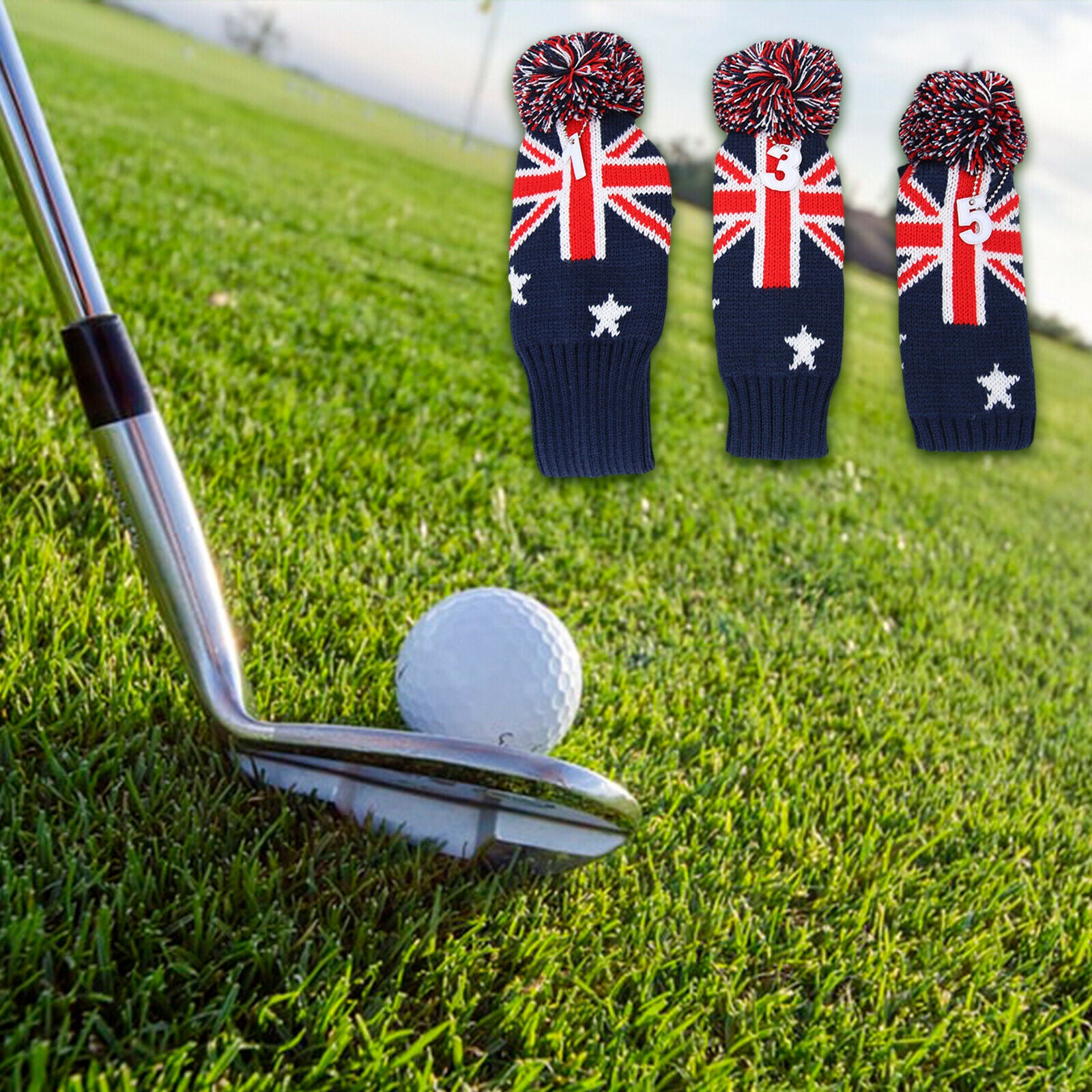 3pcs Golf Wood Head Cover Summer Sport Clubs Headcover Protection Guard