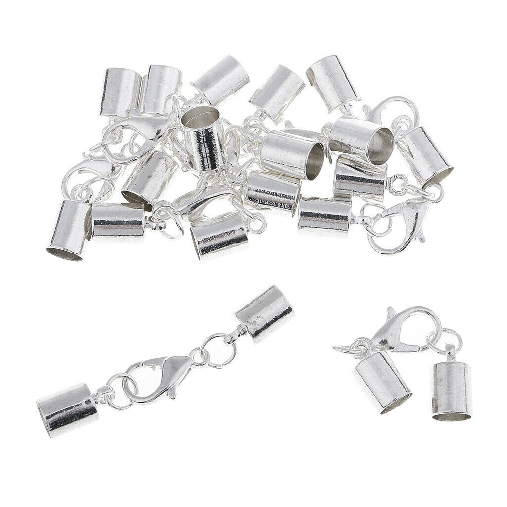 10pcs Cord End Caps with Lobster Clasp for Leather Cord Bracelet Necklace