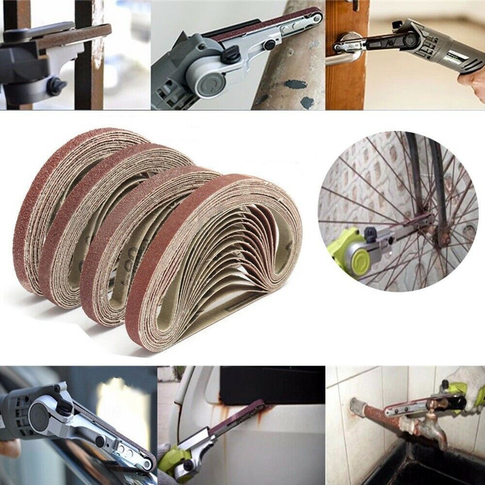 70pcs 7Grits Sanding Belts 3/8"x13" Grinding Aluminium Oxide Sander 40-320 Grit