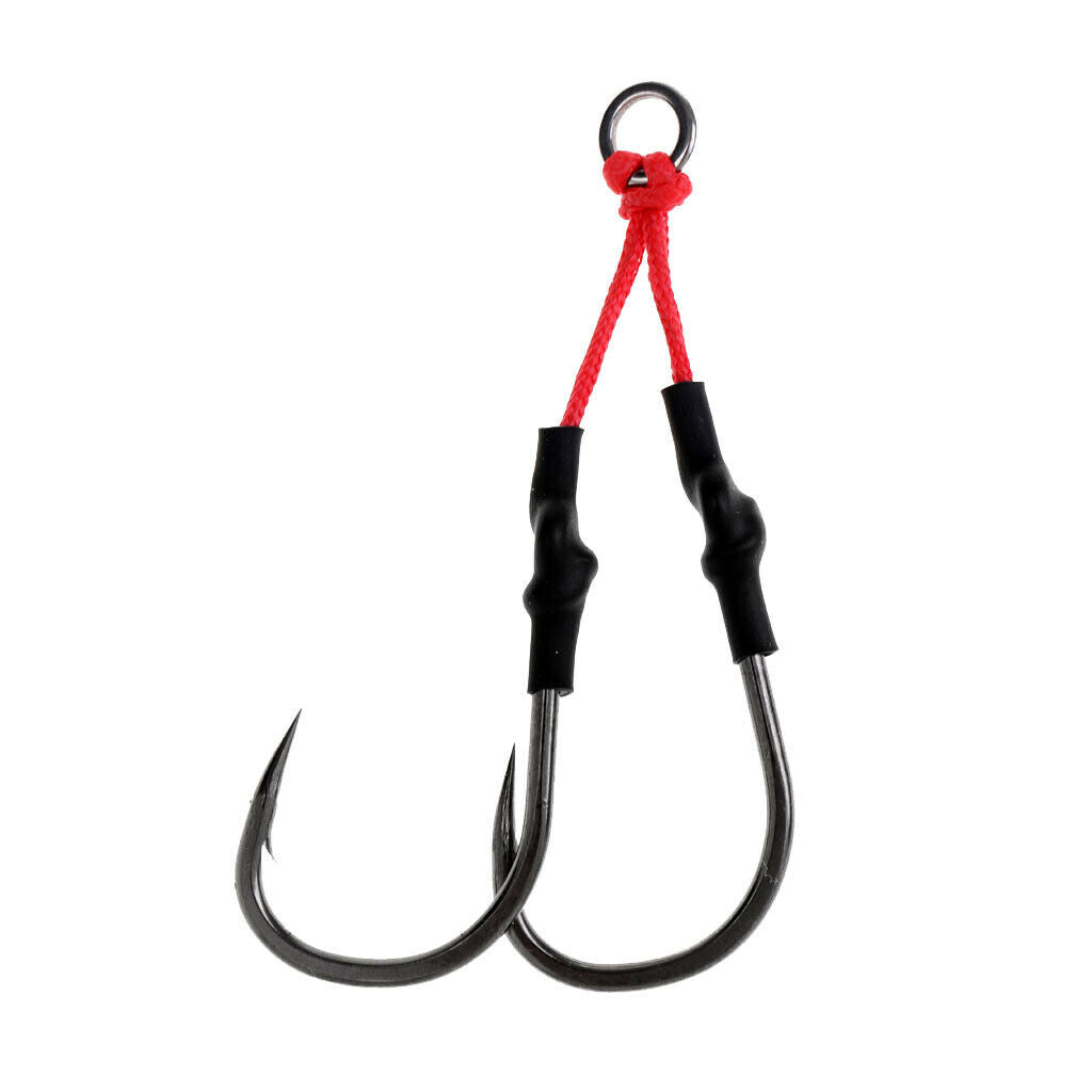 3X Fishing Dual Hook with PE Line Super Strong Jigging Jig Barbed Hooks 8