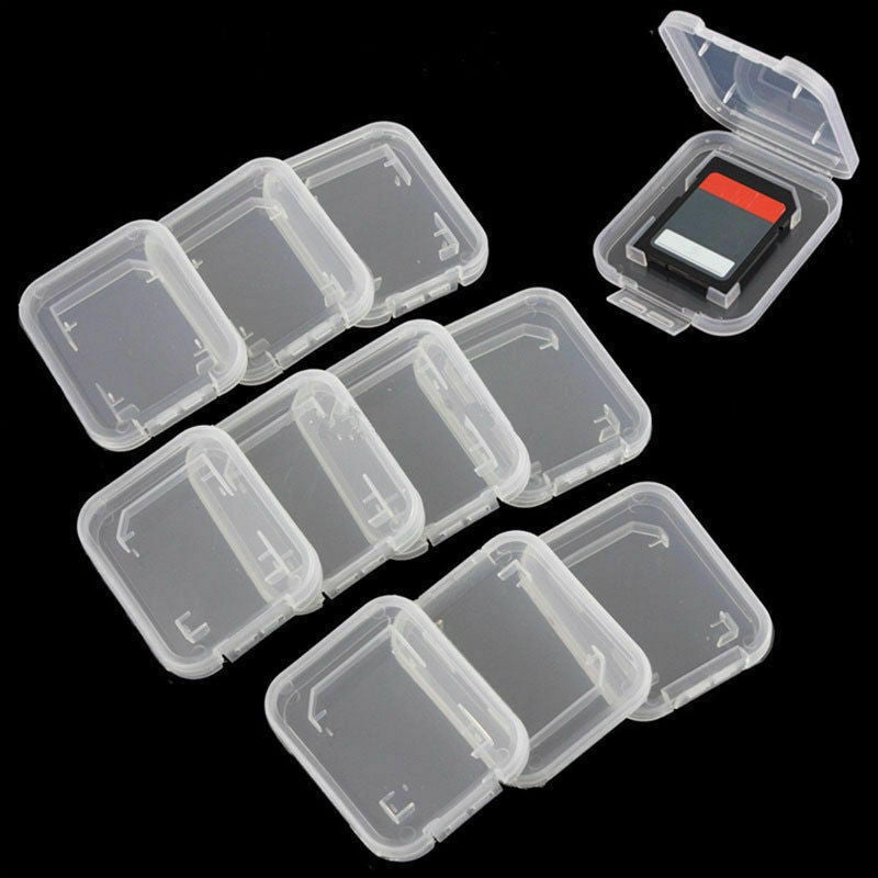 10pcs Transparent Standard SD SDHC Memory Card Case Holder Box Storage Useful