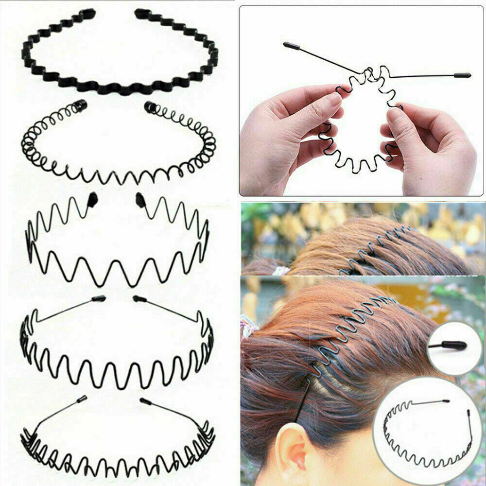 6x Metal Men Women Sports Headband Hair Band Hoop Comb Hairbands Wave Headwear