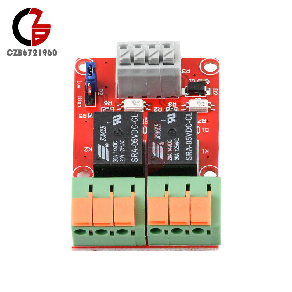 New 5V 20A 2 Channel Relay Control Module Support High And Low Voltage Trigger
