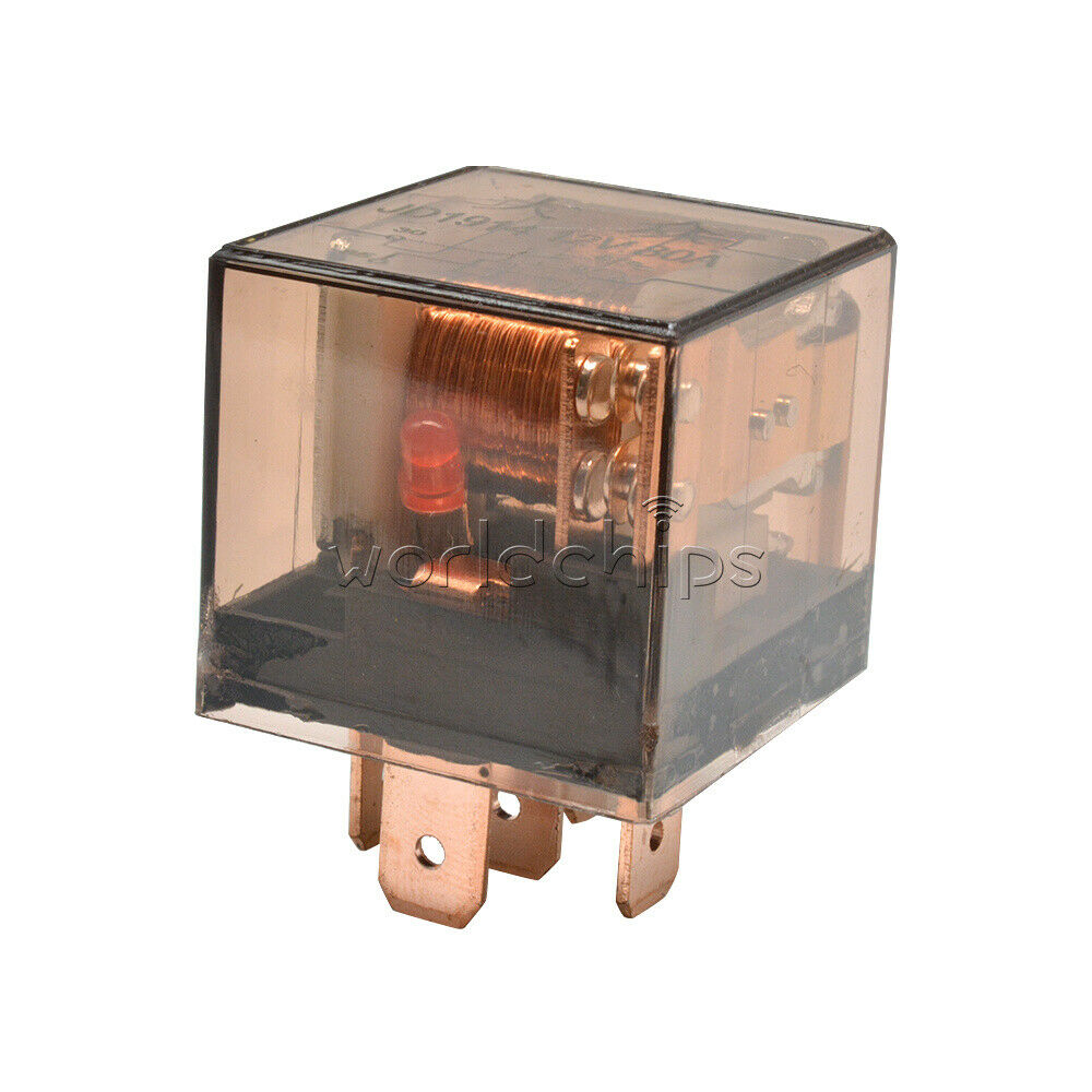 12V 5Pin 80A DC 1NO 1NC SPDT 5 Pins Green Indicator Light Truck Car Relay