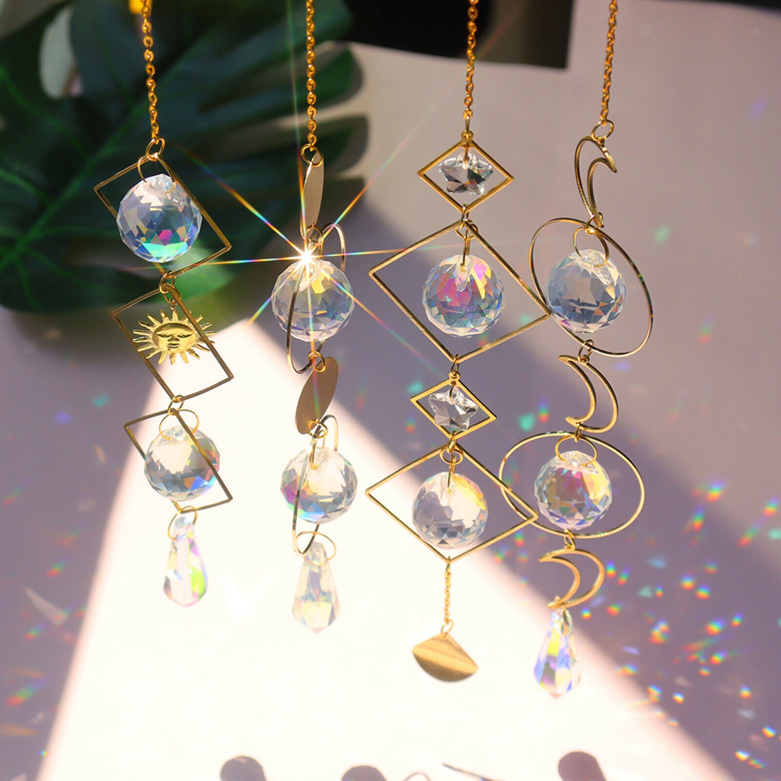 2Ã— Suncatcher Hanging Sun Moon Suncatchers Pendants Home Chrismas Decor