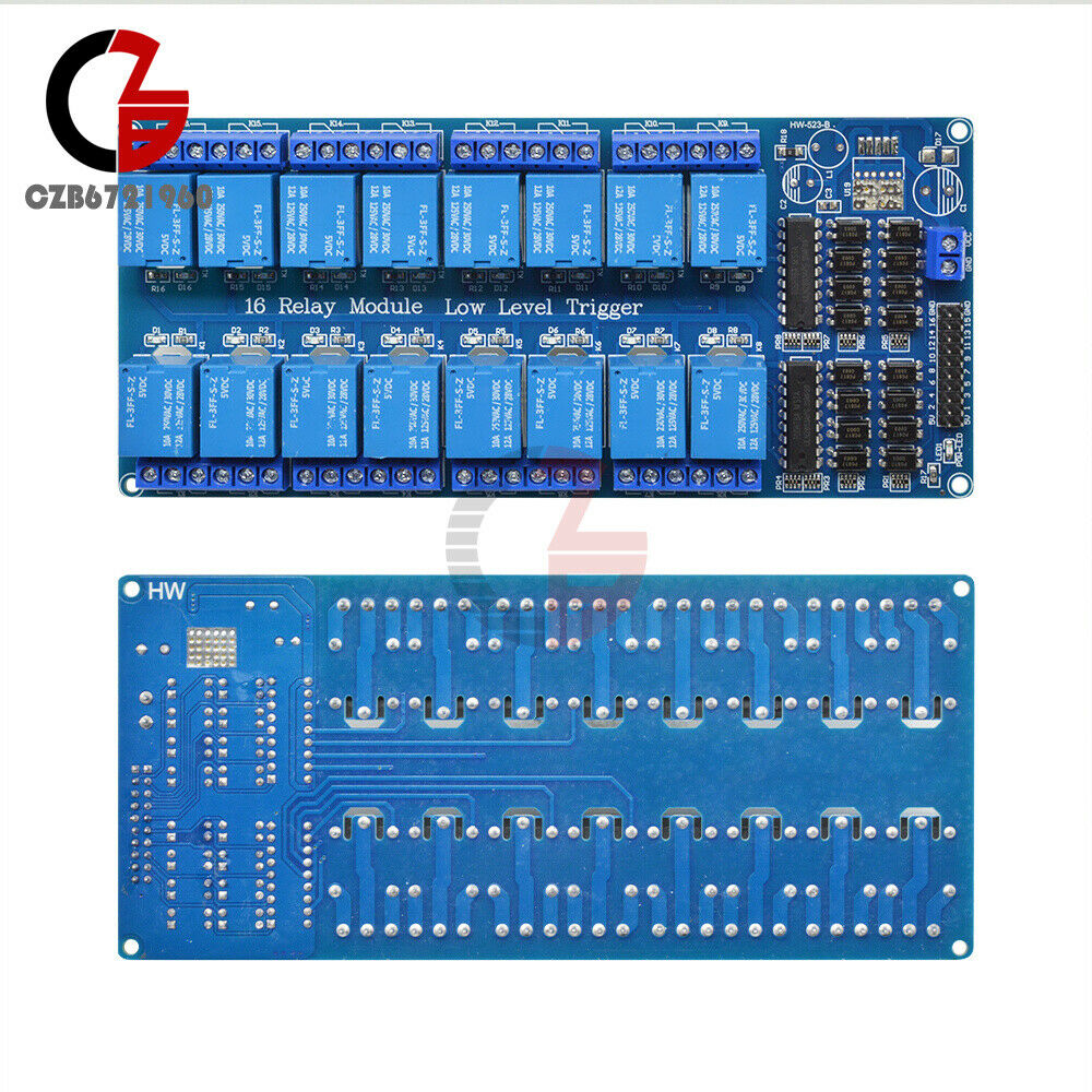16-Channel 5V Relay Board Module w/ Optocoupler Power Supply Arduino PIC ARM