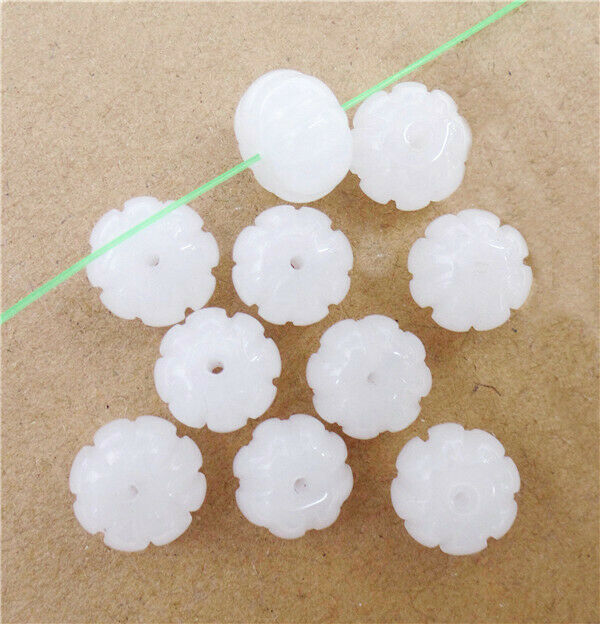 20Pcs 12x9mm White Jade Carved Pumpkin Spacer Loose Beads Halloween DIY HH8430