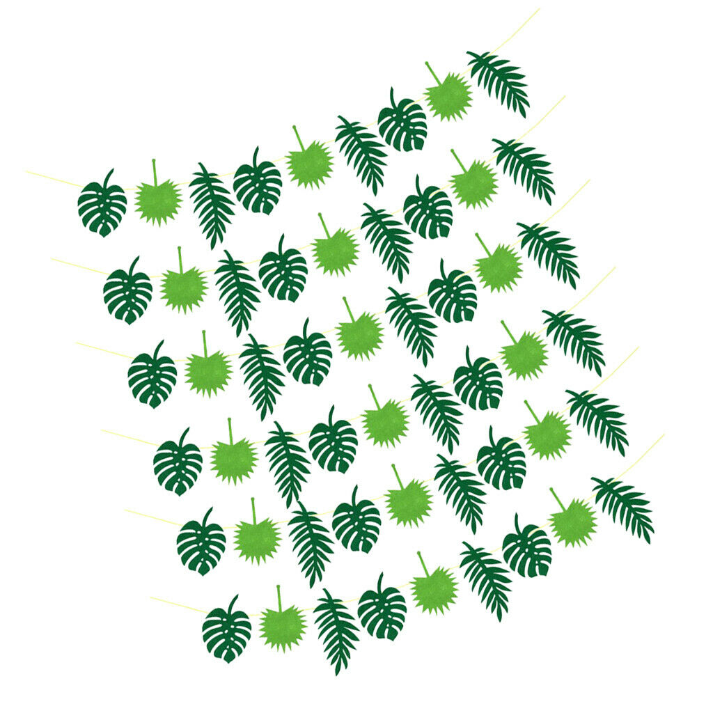 Hawaiian Tropical Leaves Felt Banner Wedding Birthday Party Hanging Decorations,