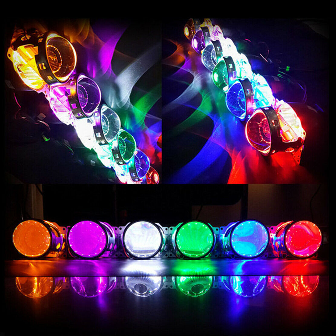 RGB LED Light Devil Demon Eyes Bulbs Bluetooth Control APP as Headlight Retrofit