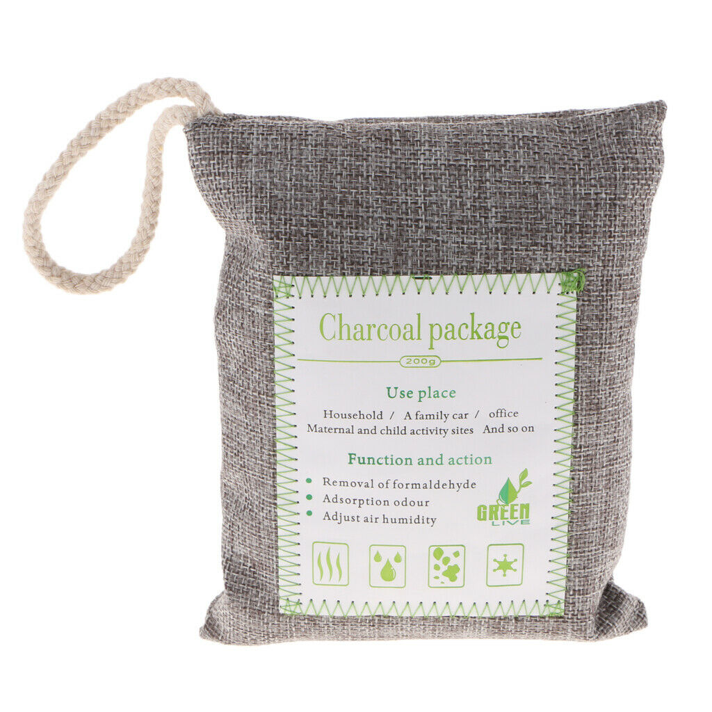 4 Bamboo Charcoal Air Purifying Freshener Bag Odor  Charcoal Color