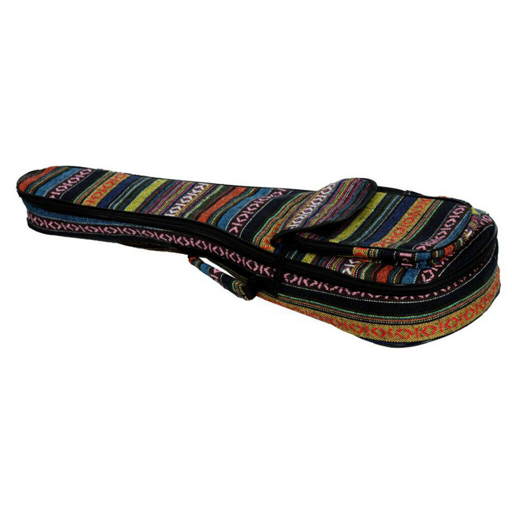 Folk Stripe Style Padded Case for Ukulele Guitar Back Strap