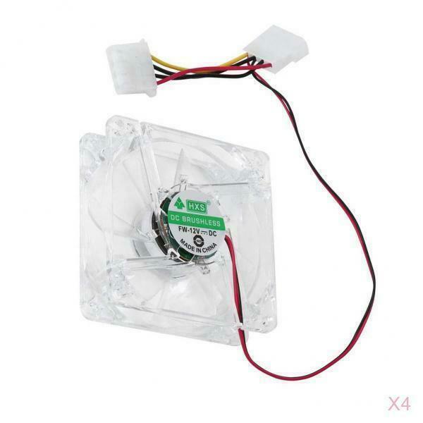 4 Pieces 12V DC Brushless Fan LED 80mm Silent PC Computer Case Cooler Fan