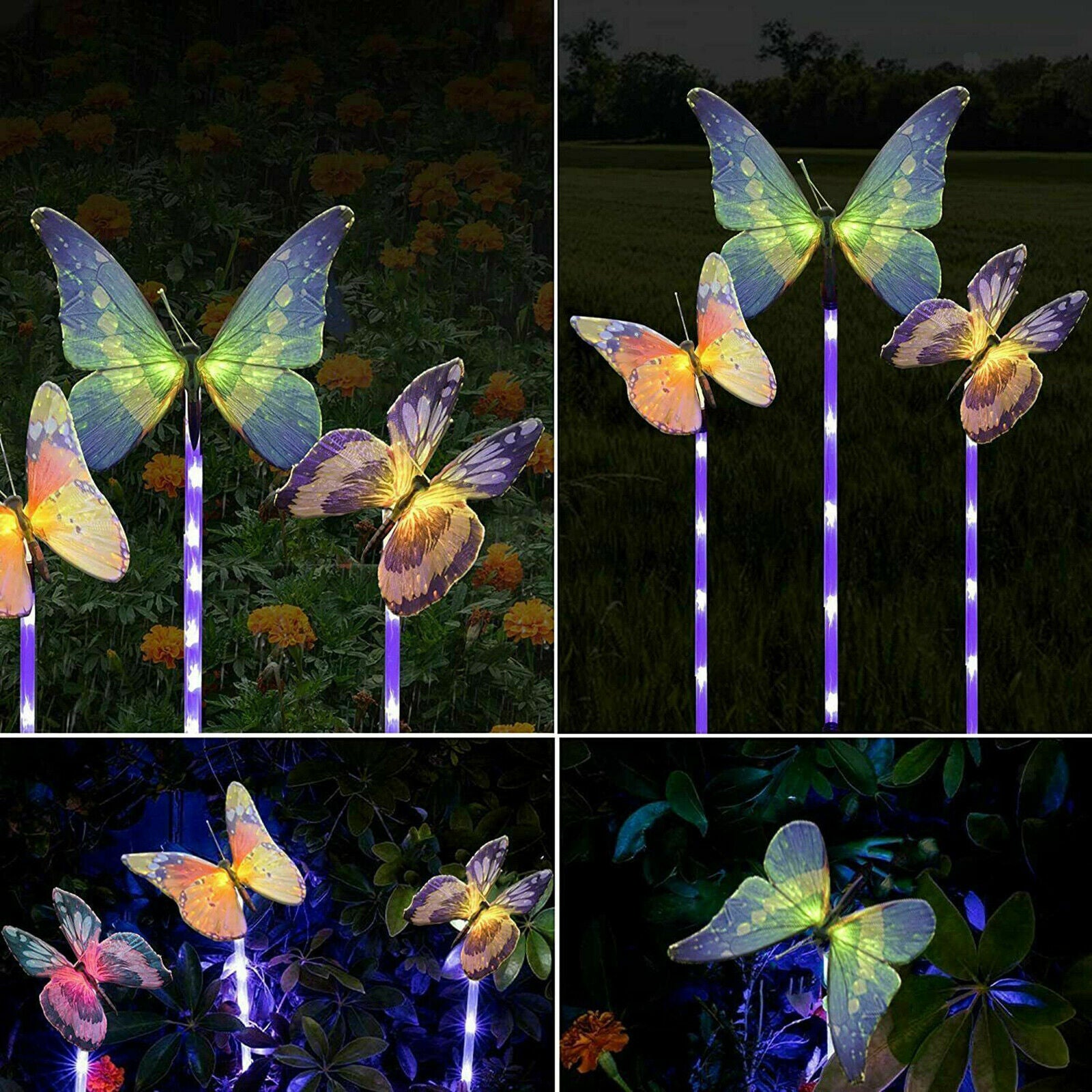 Outdoor Solar Butterfly Garden Lights Yard Lawn Ground Light Holiday Lamp