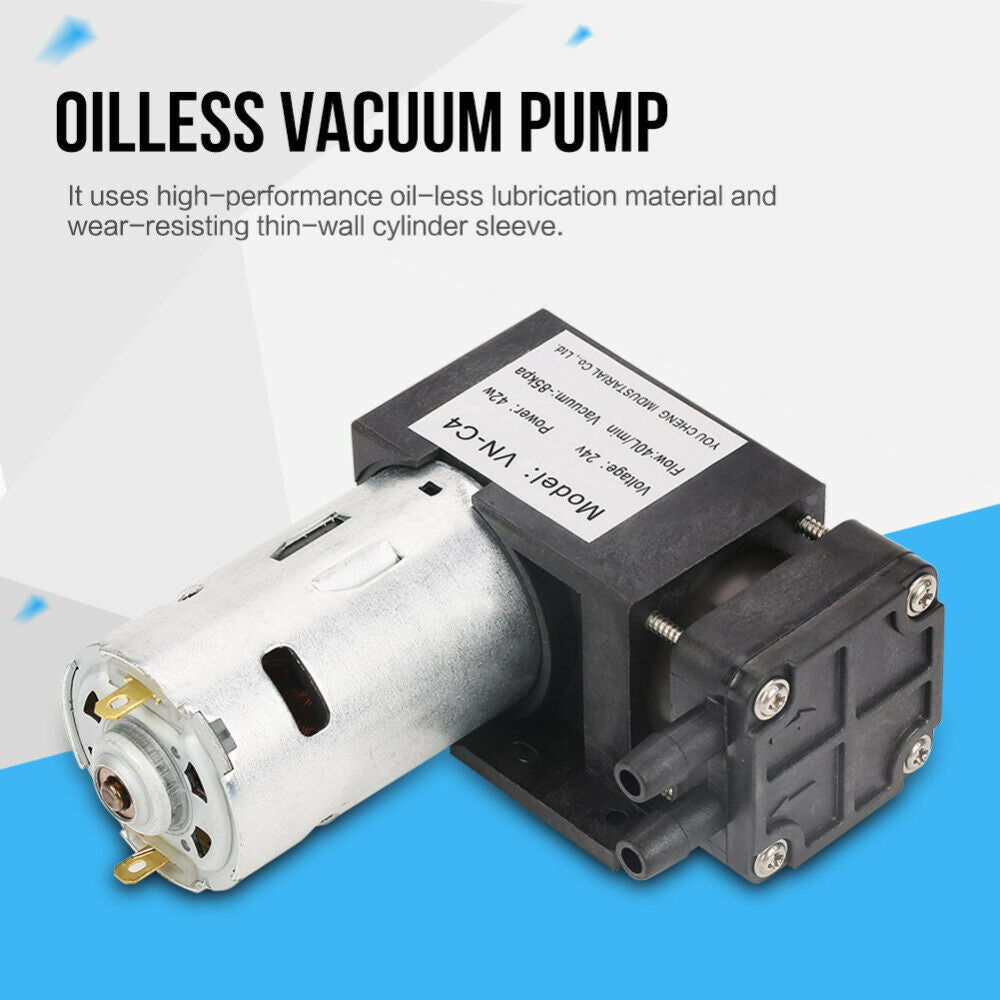 DC24V Mini Oilless Vacuum Pump -85kPa Vacuum Degree 40L/min for Gas Air Flow