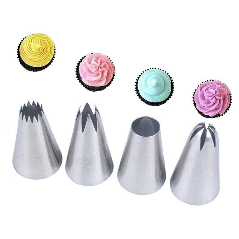 4Pcs Large Icing Piping NozzlePastry Tips Baking Tools Cakes Set Stainless.l8