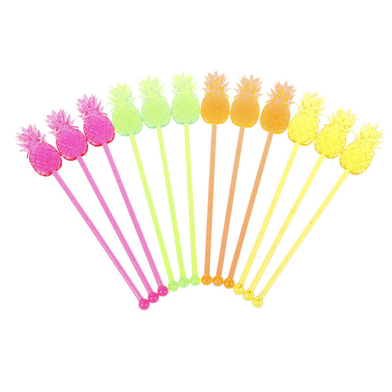 12pcs Pineapple Cocktail Swizzle Sticks Stirrer Coffee Wine Muddler Puddl.l8